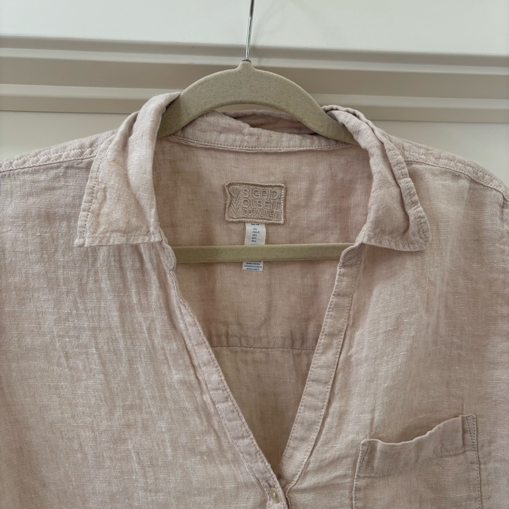 Sigrid Olsen 100% Linen Button Down Shirt L - Picture 2 of 5
